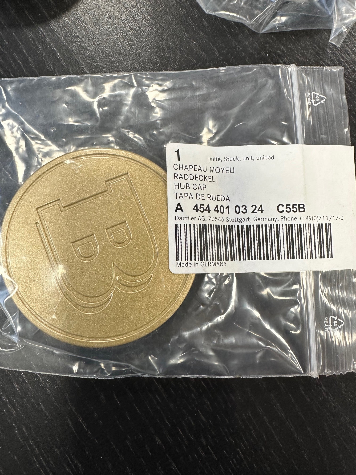 Brabus Smart 450/451/452/454 Satz Nabendeckel -Metall Gold 